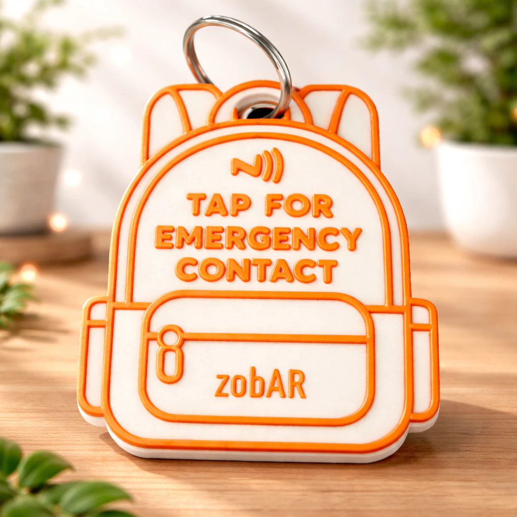 3D PRINTED NFC EMERGENCY CONTACT BAG TAG WITH NAME